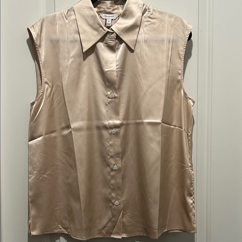 Banana Republic Satin Sleeveless Blouse - Tan